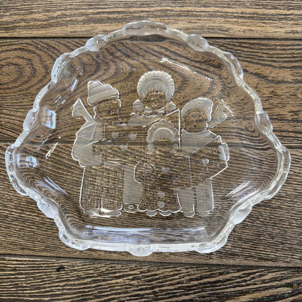 Celebrations By MIKASA Christmas Carolers Glass Candy Dish VTG Christmas Holiday
